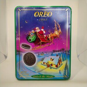 Vintage Oreo Tin Christmas Unlock The Magic 1995 Collectible USA EMPTY
